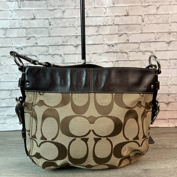 vintage Coach Signature Zoe Hobo Bag in khaki/tan - Picture 3 of 9